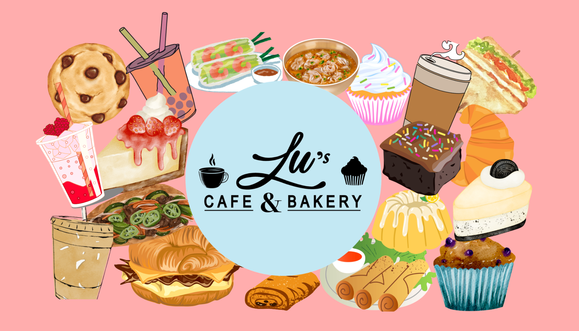 Lu's Cafe & Bakery — bánh mì, spring rolls, wonton soup, cupcakes, cheesecake, brownies, iced coffee and croissants