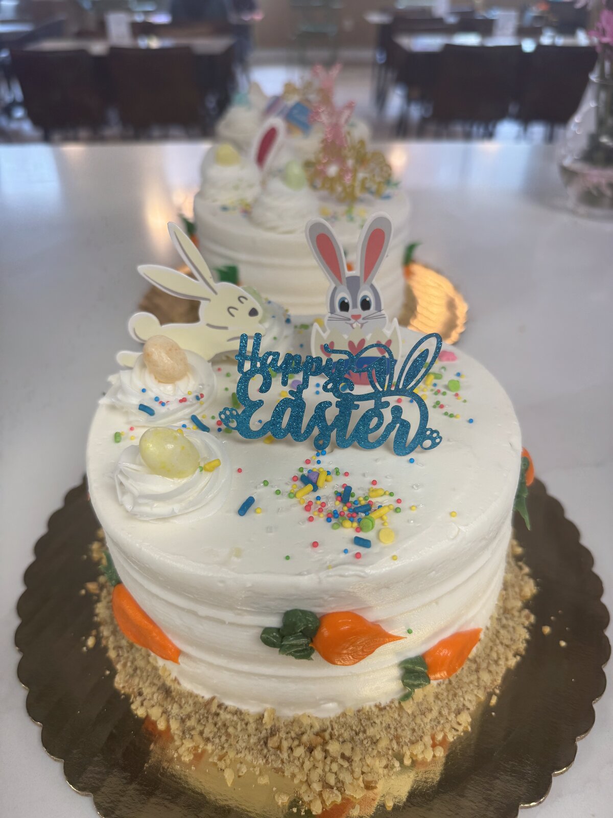 Easter bunny and carrot tiered cake at Lu's