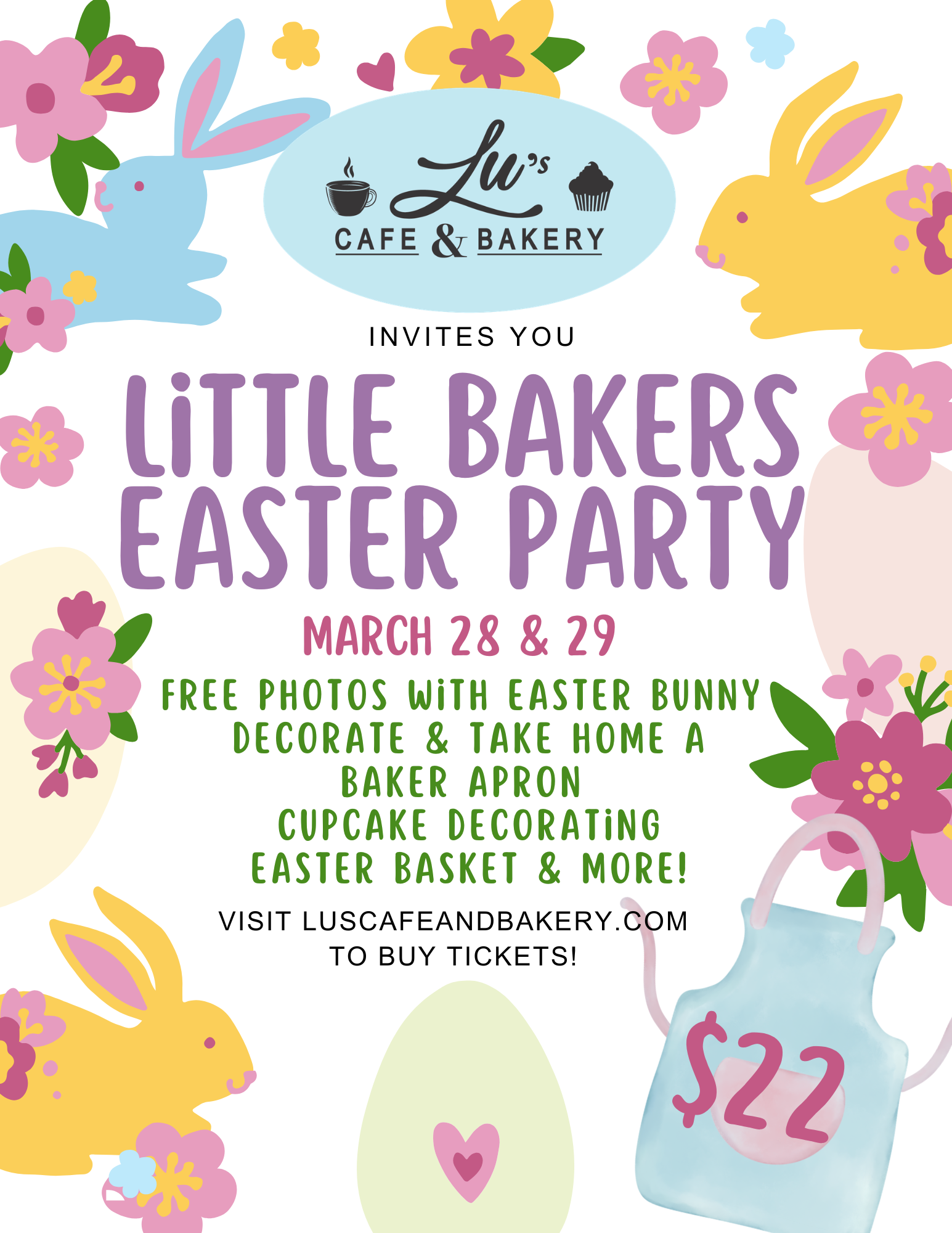 Pink Blue Yellow Simple Easter Egg Hunt Illustrated Flyer