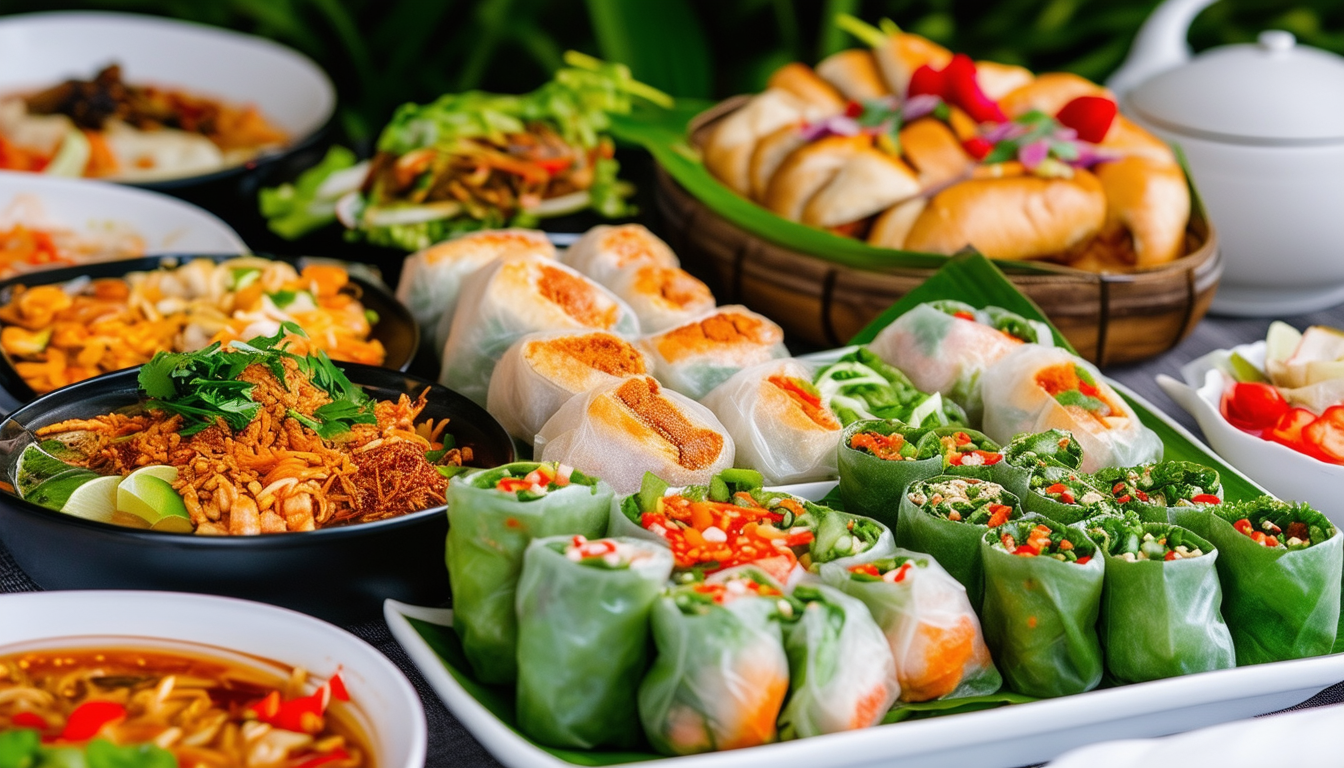 A vibrant image of a beautifully arranged Vietname